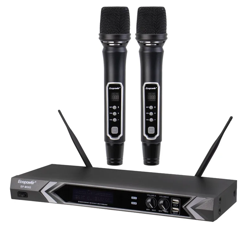 Ecopower Microfono Inalambrico Ep-M309 2/Mic/Bivolt Negro