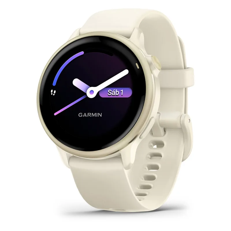 Smartwatch Garmin Vivoactive 6 010-02985-01 com Tela 1.2 AMOLED / 5 ATM / 42mm / Wi-Fi - Lunar Gold