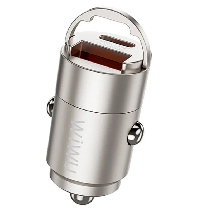 Wiwu Cargador Vehicular Nano Wi-Qc028 USB-A/USB-C 30W Titanium