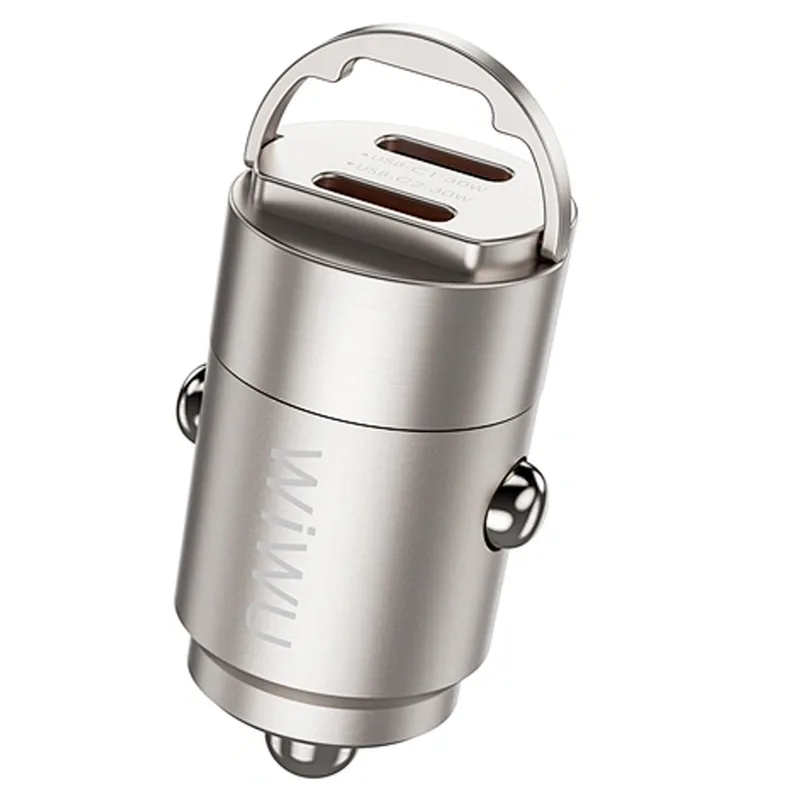 Wiwu Cargador Vehicular Nano Wi-Qc029 USB-C/USB-C 30W Titanium